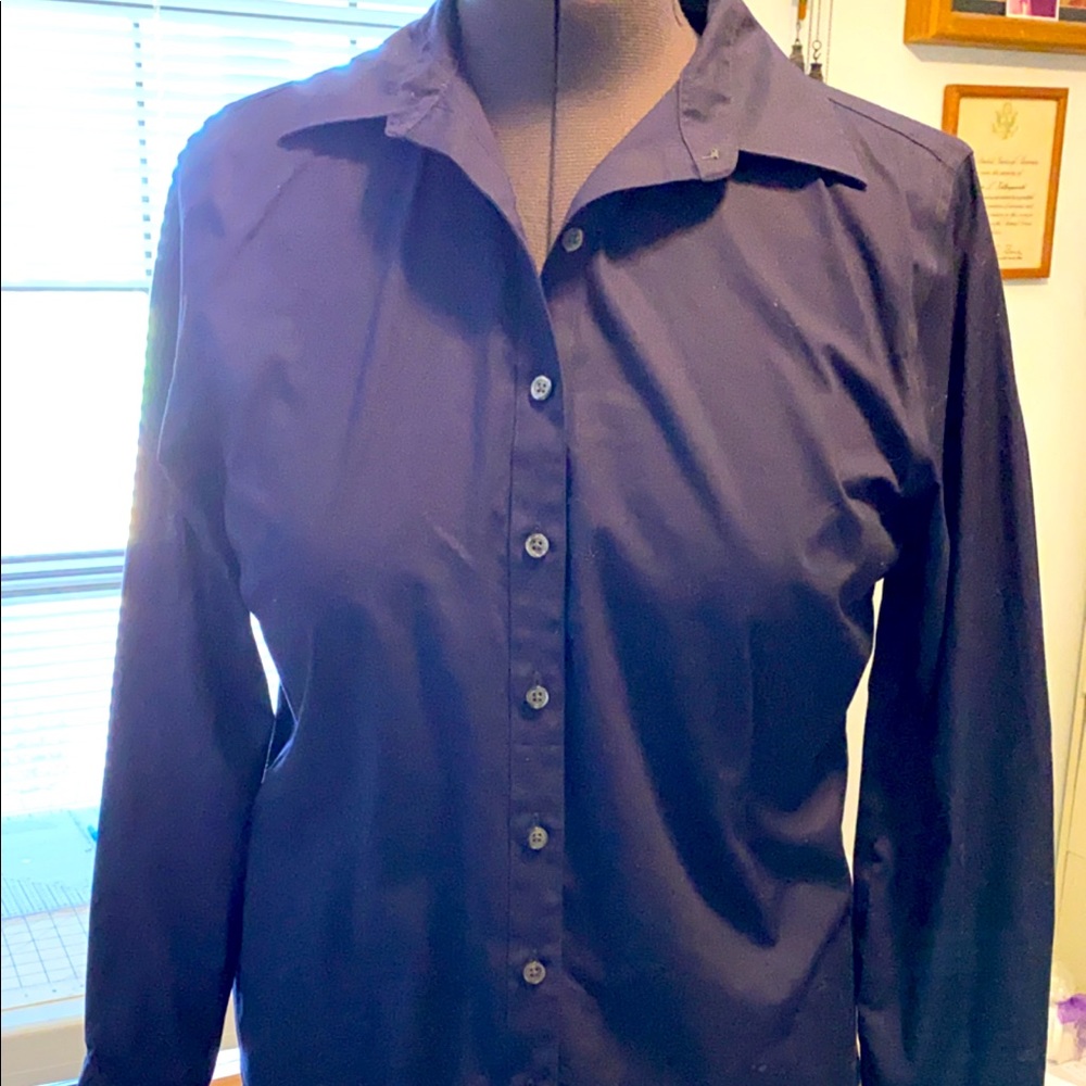 Lands End Button Down Shirt Navy